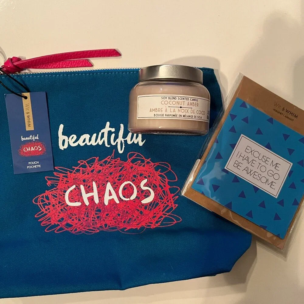 Office Supply or Makeup Pouch, Inspirational‎ Magnet and Candle (new/s/x)